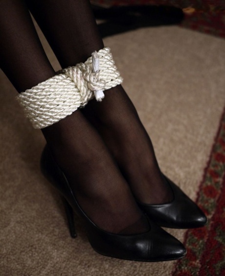 Одетые офисные работницы Ариэлла Феррера и Дарла Крейн обнажают сиськи, будучи связанными 4