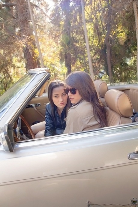 Сексуальная цыпочка Дэни Дэниелс целуется со своей подругой лесбиянкой на открытом воздухе 2