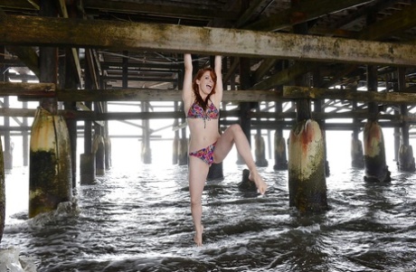 Большие сиськи и волосатую киску чудесной красотки Пенни Пакс показали на открытом воздухе 5